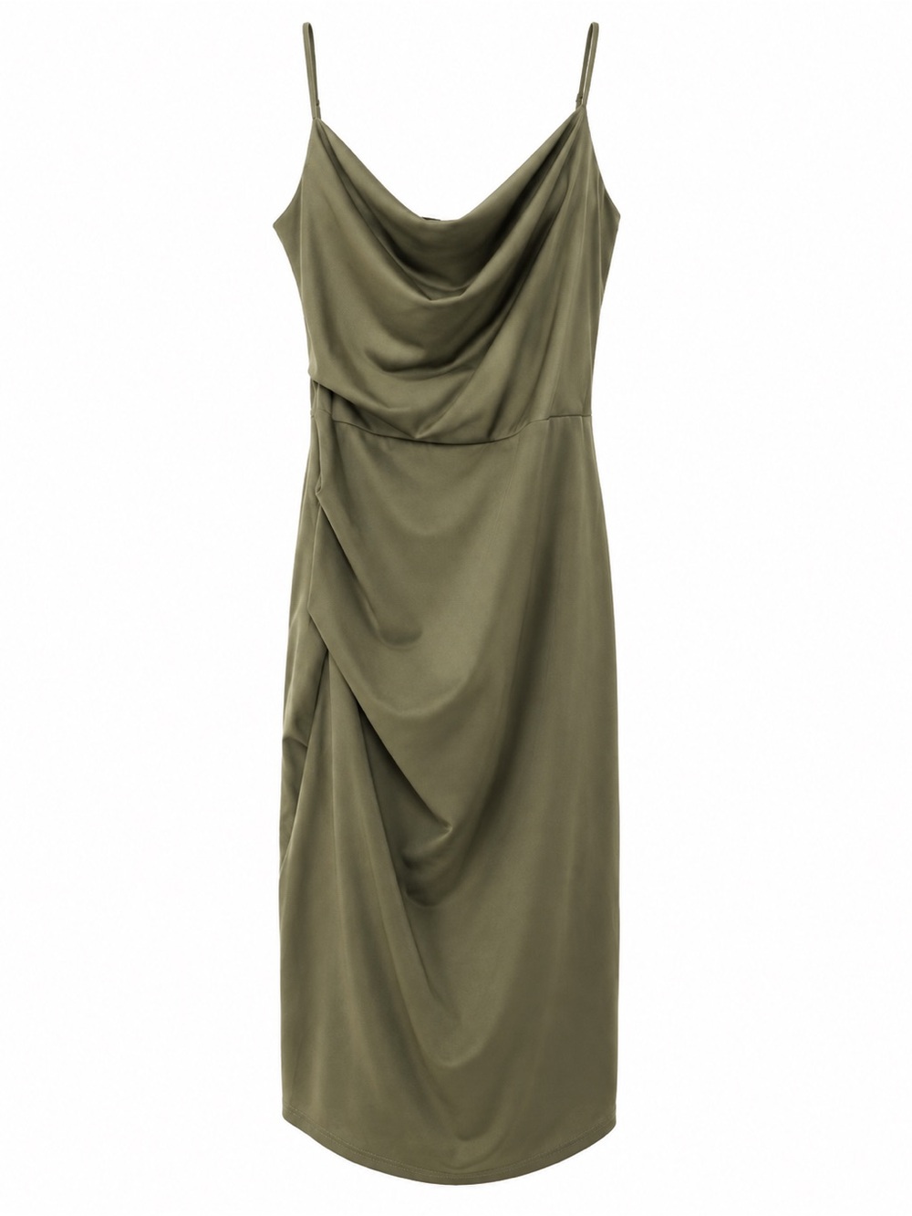 Windsor Olive Green Cowl Midi Slip Dress